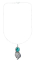 Sterling Silver Leaf Navajo Turquoise Pendant 16" Box Italian Chain Necklace Set AX127635